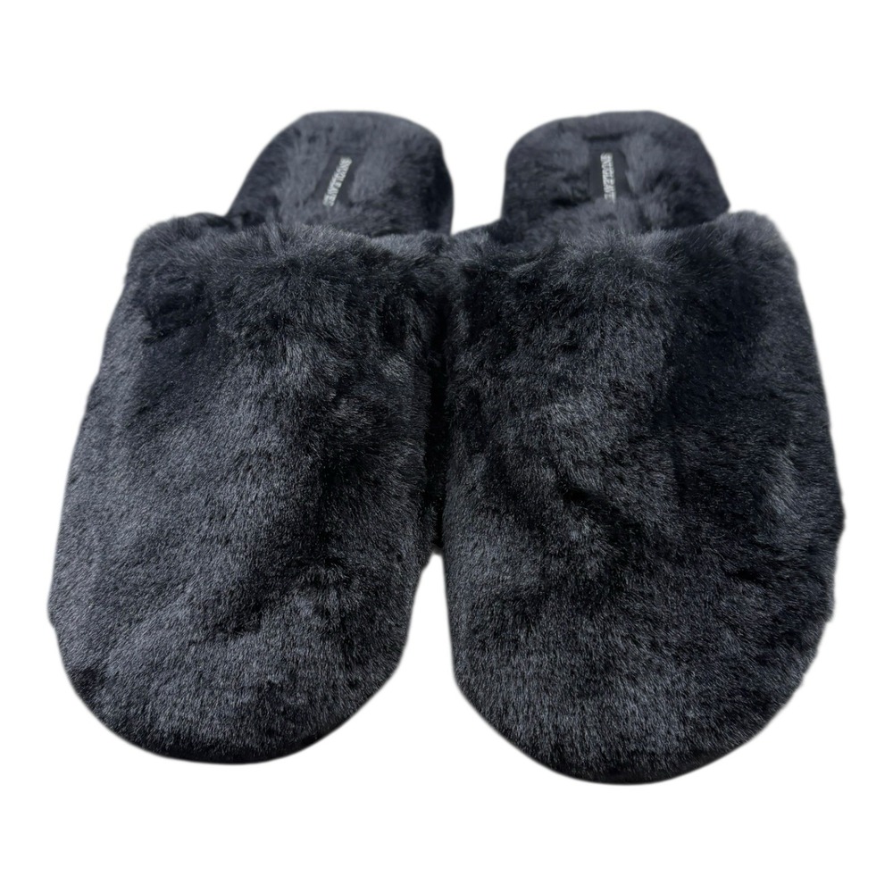 Snuggleaves Black Faux Fur Slippers Womens 5–6 Cozy House‎ Shoes